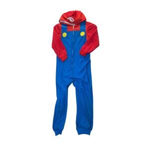 Nintendo Super Mario Boys Kids Pajamas Costume Union Suit Hooded Size 8 M